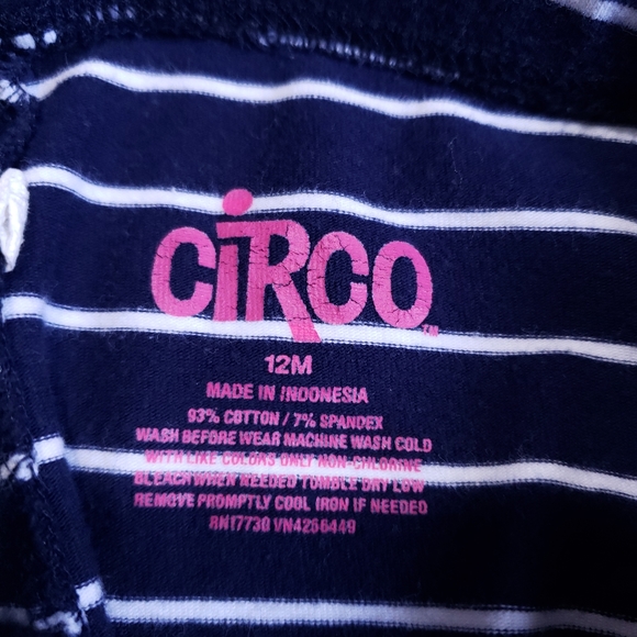 12M Leggings with Heart buttons Striped Navy White - Picture 3 of 3